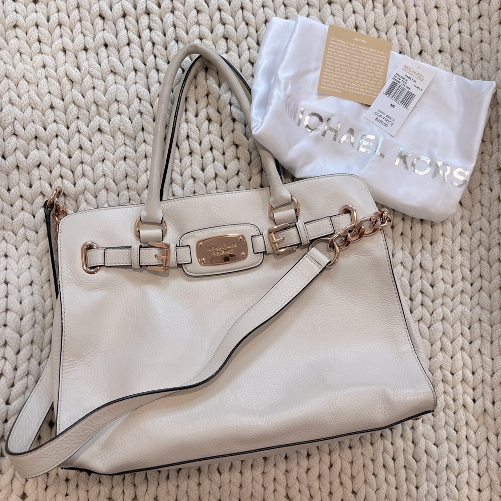 Michael Kors Hamilton east west white tote